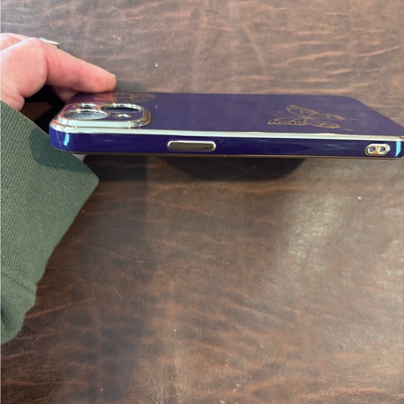 Chic Royal Purple with Gold Butterfly iPhone 15 Case - Picture 11 of 11